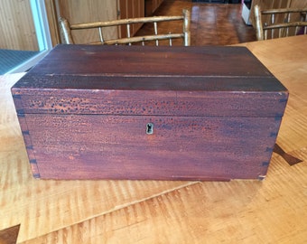 Antique Document Box primitive    lock box  antique writing box