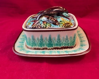 Majolica Sardine Box  1800 George Jones hand painted majolica majolica pitcher majolica serving dish majolica plate