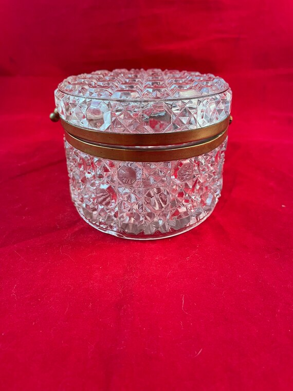 Antique Cut Glass Casket Jewelry Box Dresser Box Gem