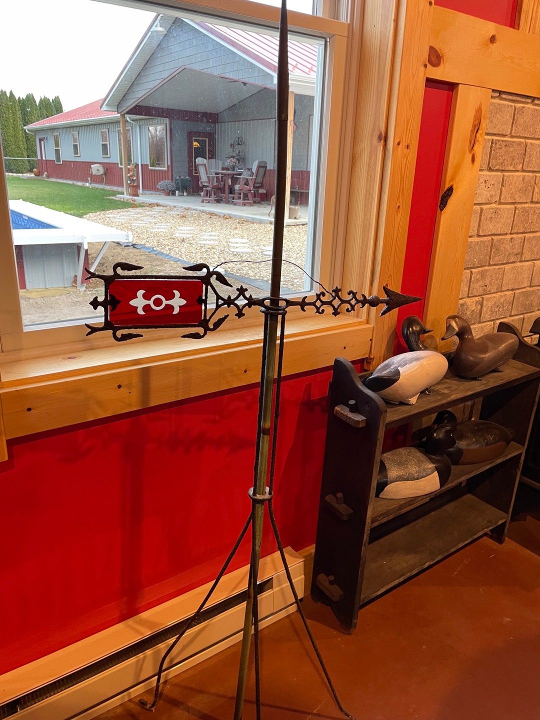 Antique Red Tail Weathervane Antique Weather Vane Arrow With Red Etched