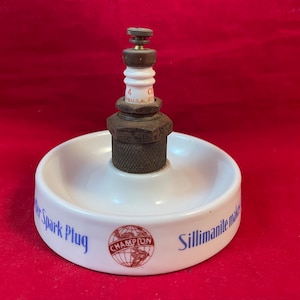 Champion Spark Plug Ashtray Sillimanite Ashtray antique advertising hot rod auto racing NASCAR auto repair shop decor