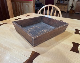 Antique Wooden Apple Tray / Box 1/2 Peck Canted Apple Tray tabletop boxes trays