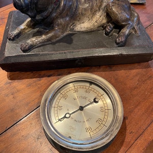 Antique Altitude Gauge W & C Co Limited height of water dial steampunk rustic home decor vintage 1800&#39;s collectible steam gauge