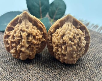 Par de nogal natural de mano, antiestrés, coleccionable, lls020, envío aleatorio