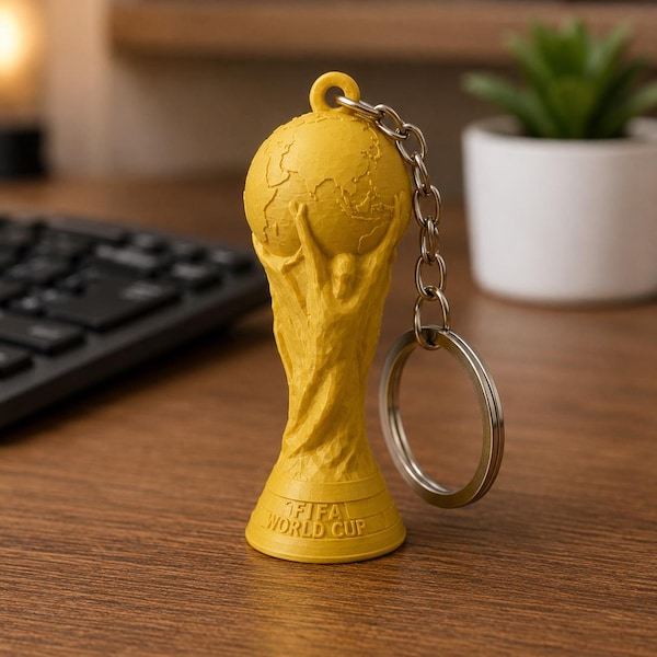 VM-trofényckelring STL-fil – 3D-utskrivbar fotbollstroféberlock digital nedladdning
