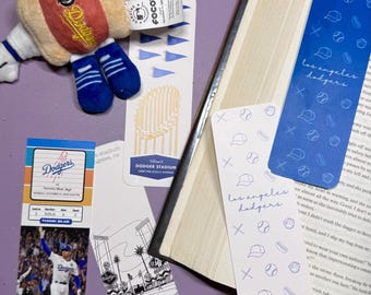 Los Angeles Dodgers Baseball Bookmarks, LA Fan Gift, Double-Sided 2x6</em></strong>