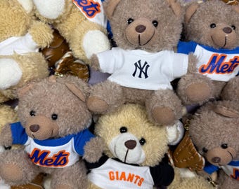 Baseball bear keychain, dodgers keychain, Yankees keychain, Mets keychain
