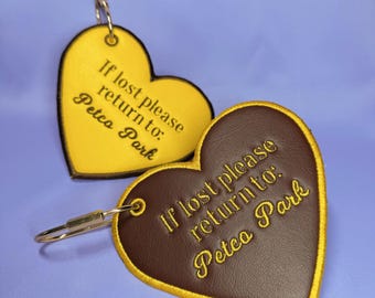 Embroidered Heart Keychain: Petco Park Return Address Tag