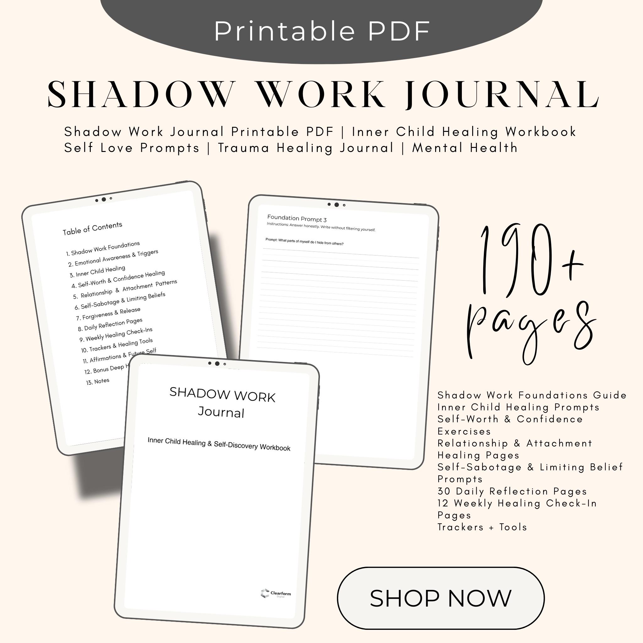 Shadow Work Journal Printable | Inner Child Healing Workbook, Self ...