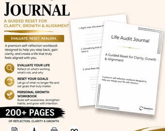 Life Audit Journal Printable | Self Reflection Workbook, Personal Growth Planner, Life Reset Journal, Goal Setting Workbook