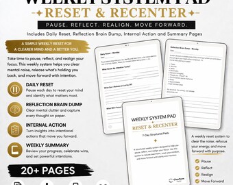 Weekly Reset Planner Printable | Weekly Reflection Planner, Mindset Reset Worksheet PDF