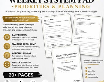 Weekly Planner Printable | Weekly Priority Planner, Task Planner, Productivity Planner PDF