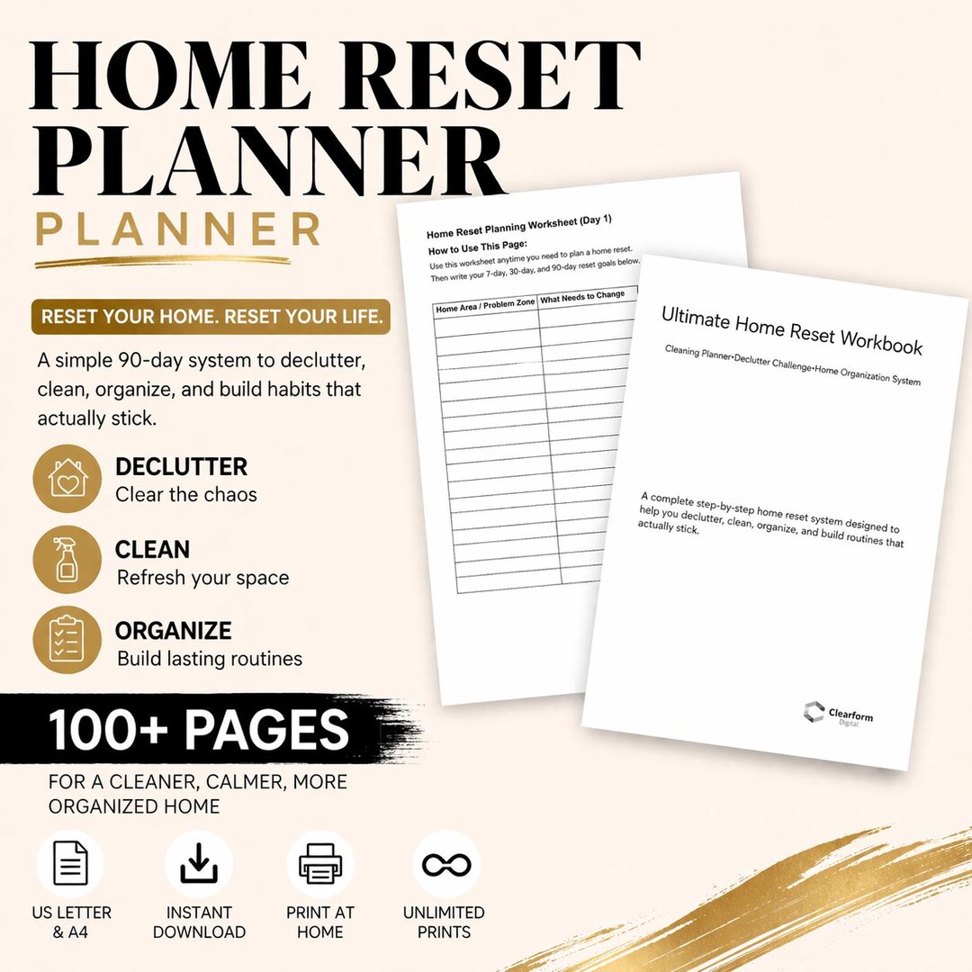 Home Reset Planner Printable | Declutter Checklist, Home Organization ...