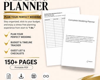 Wedding Planner Printable PDF | Wedding Planning Binder, Wedding Budget Planner, Wedding Checklist Organizer