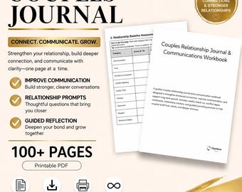 Couples Journal Printable | Relationship Workbook, Communication Journal, Couples Therapy Prompts PDF