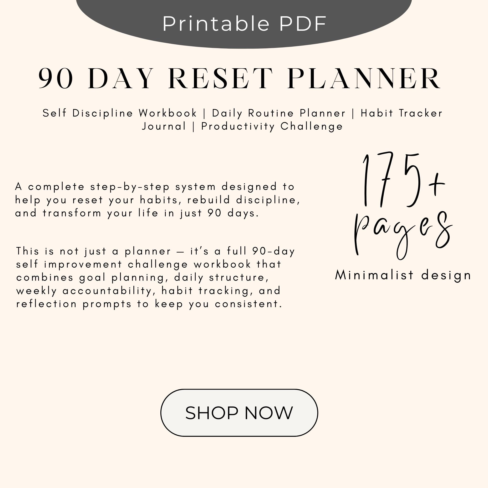 90 Day Reset Planner Printable | Habit Tracker, Goal Planner, Life ...