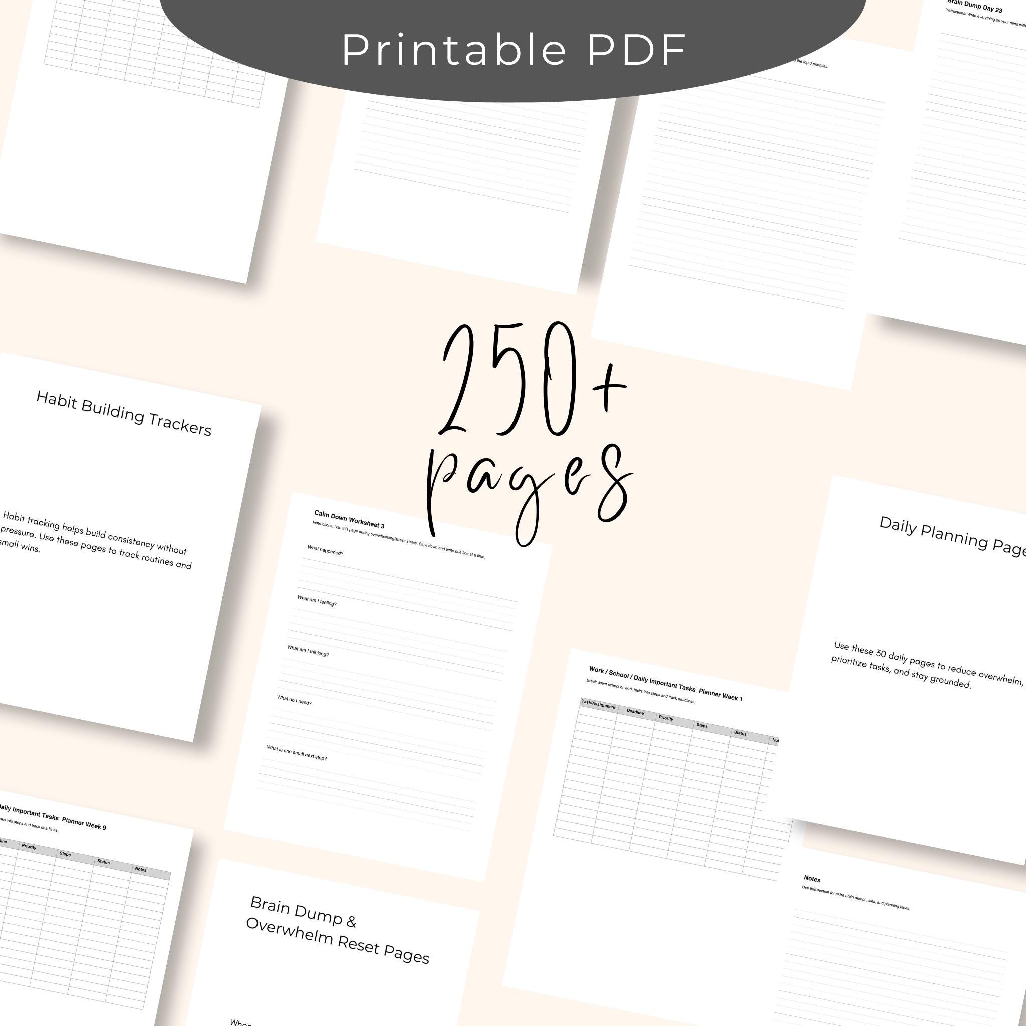 ADHD Planner Printable PDF | Executive Function Workbook, ADHD Daily ...