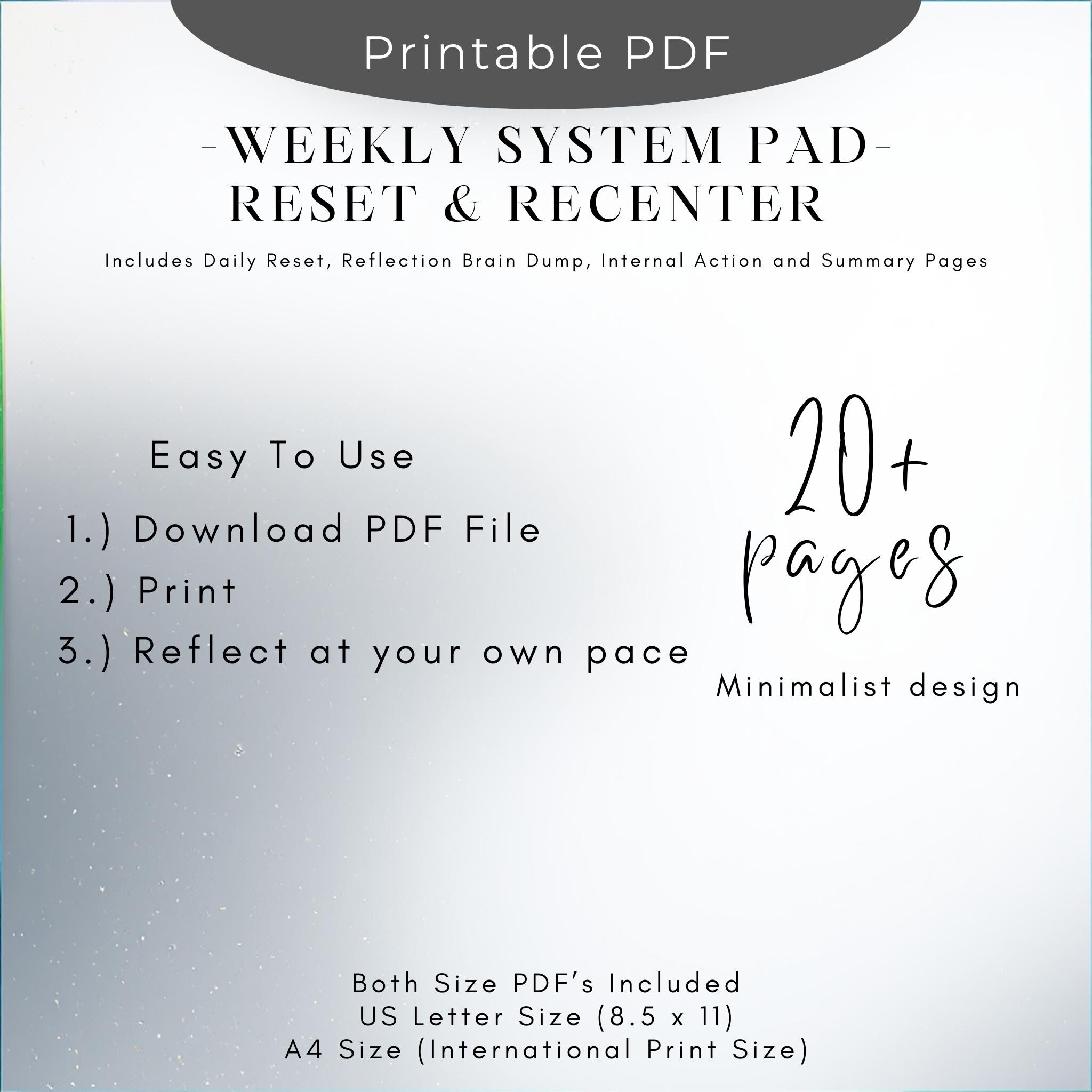 Weekly Reset Planner Printable | Weekly Reflection Planner, Mindset ...