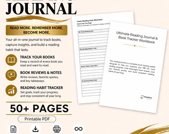 Reading Journal Printable | Book Tracker, Book Log, Reading Planner, Book Review Journal PDF