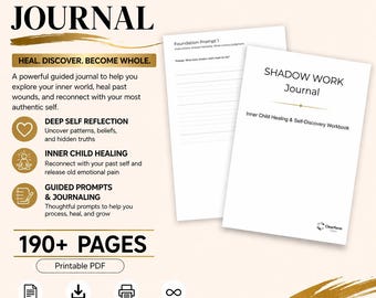 Shadow Work Journal Printable | Inner Child Healing Workbook, Self Discovery Journal, Trauma Healing Prompts PDF