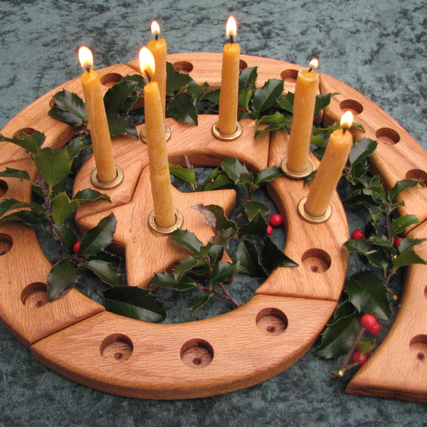 Wooden Advent Celebration Spiral with Brass Candle Insert