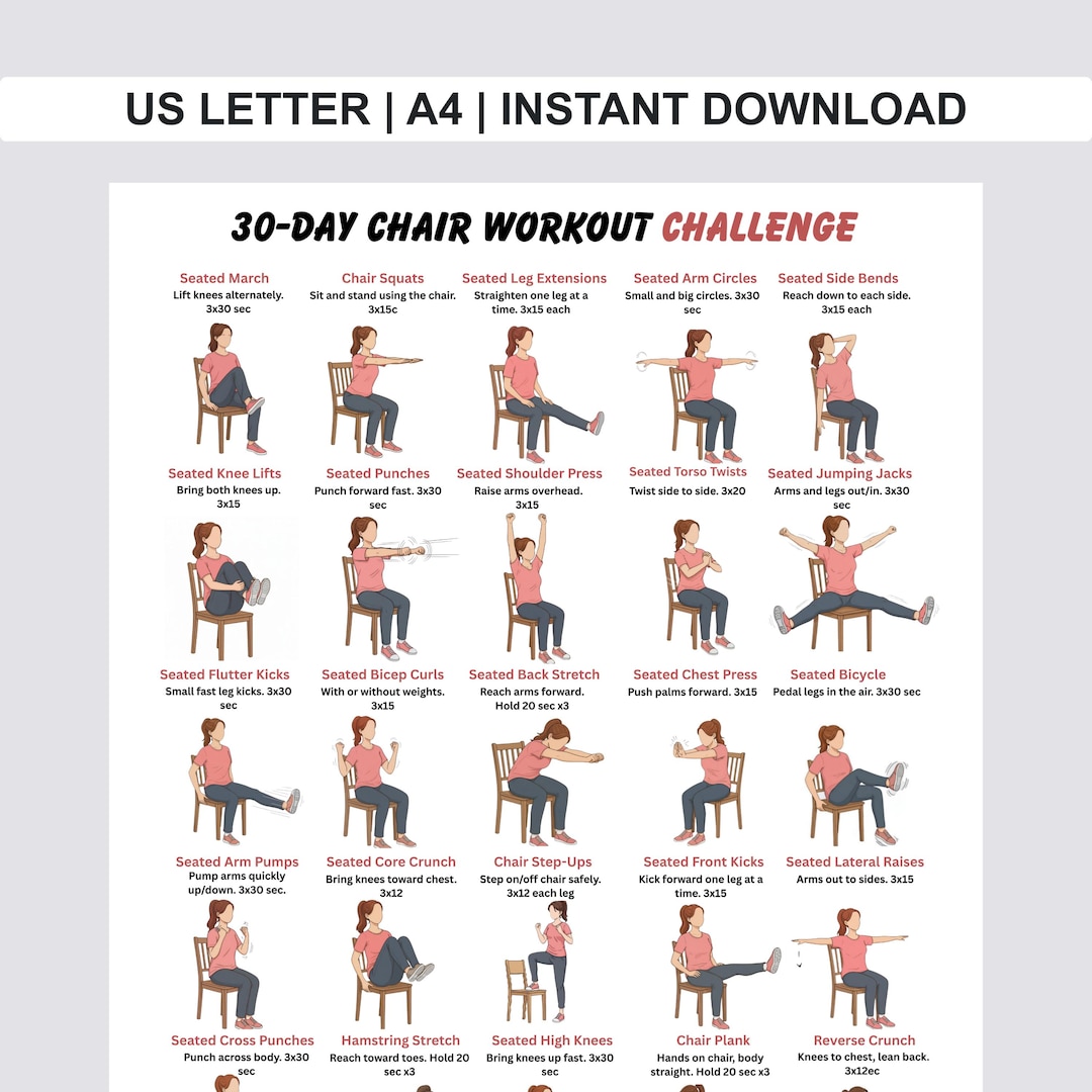 Chair Workout Plan 30 Day Challenge | Office Chair Workout for Seniors ...
