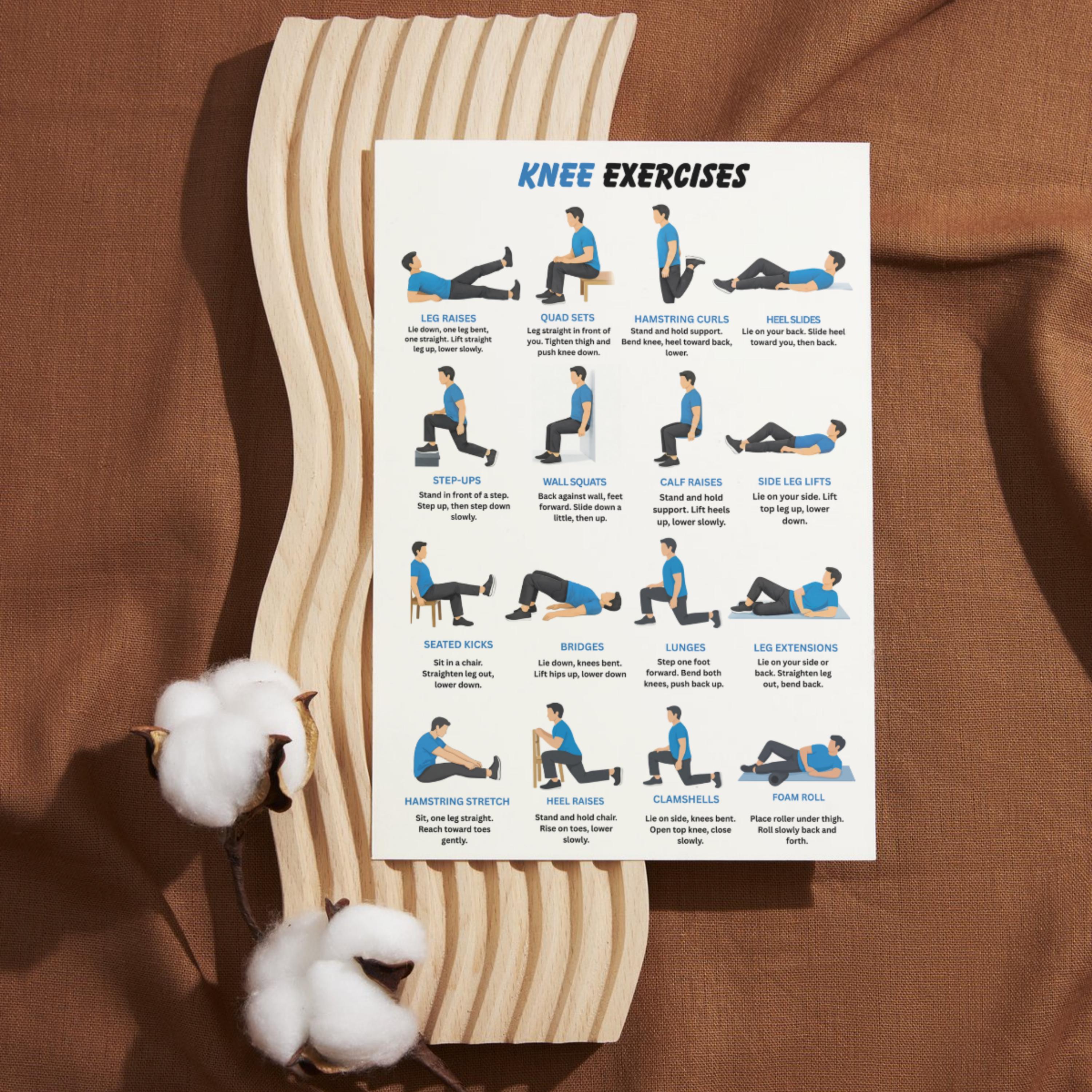 Knee Exercises Chart, Printable Exercise Charts, Senior Workout ...