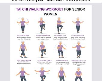 Women Tai Chi Walking Workout, Seniors Tai Chi Walking,  Chart Tai Chi Walking, Seniors Tai Chi Exercises for Printable,Exercise Pdf