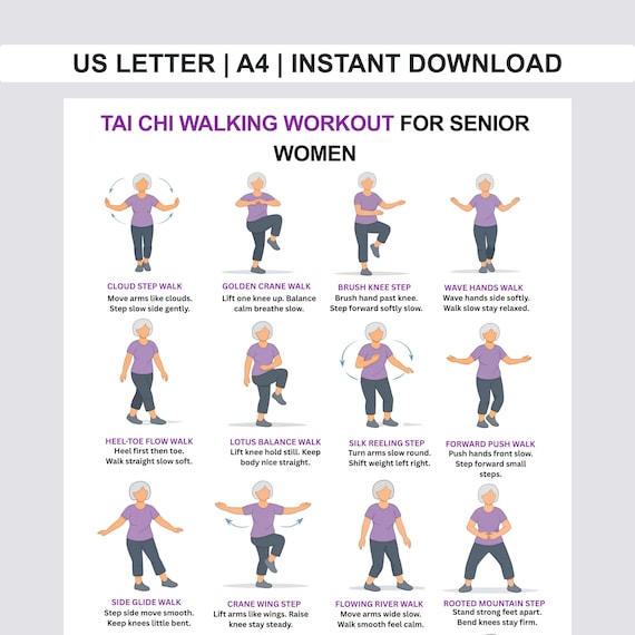 Women Tai Chi Walking Workout, Seniors Tai Chi Walking,  Chart Tai Chi Walking, Seniors Tai Chi Exercises for Printable,Exercise Pdf