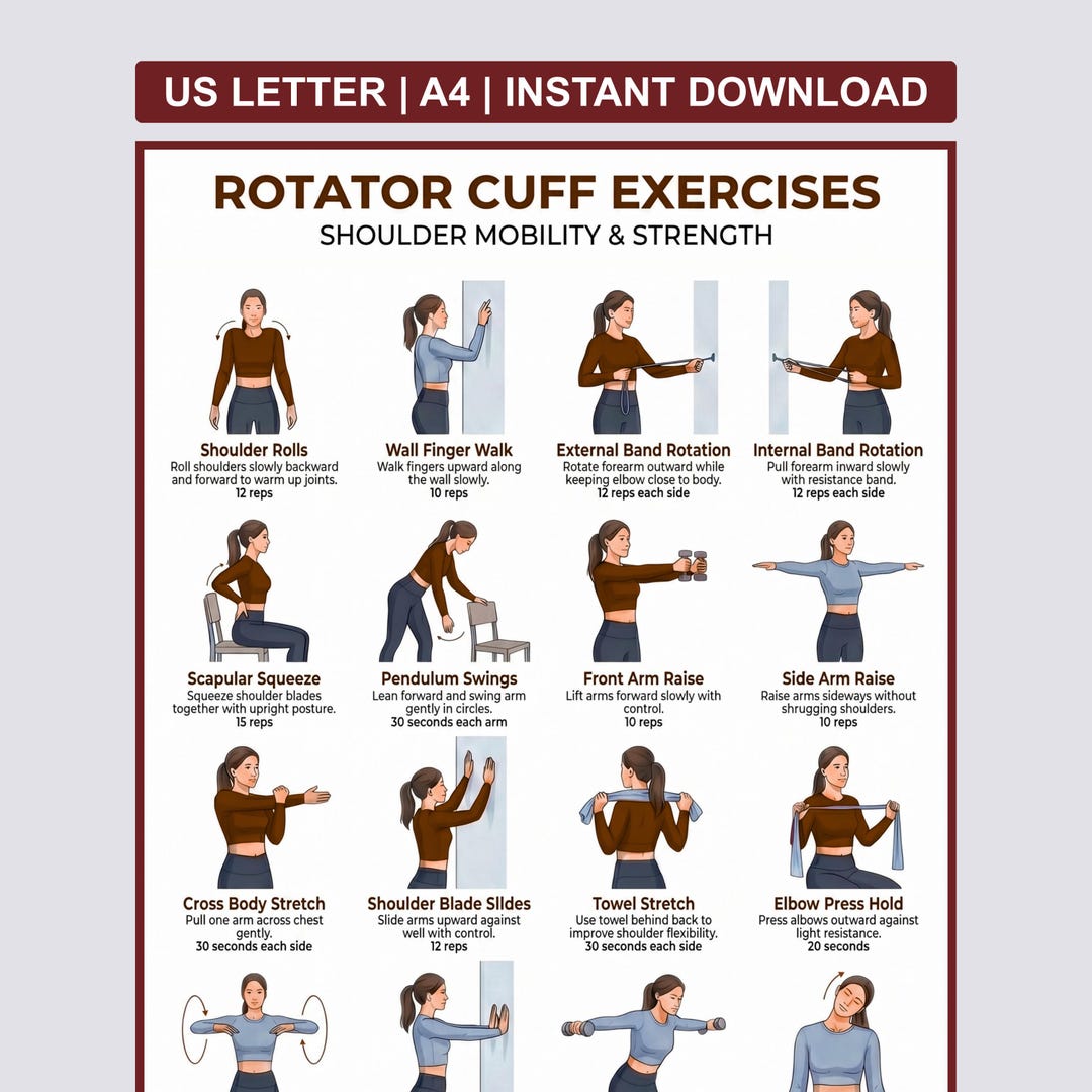 Rotator Cuff Exercises Printable PDF Shoulder Pain Relief Rehab Rotator Cuff Exercises Printable PDF Shoulder Pain Relief Rehab