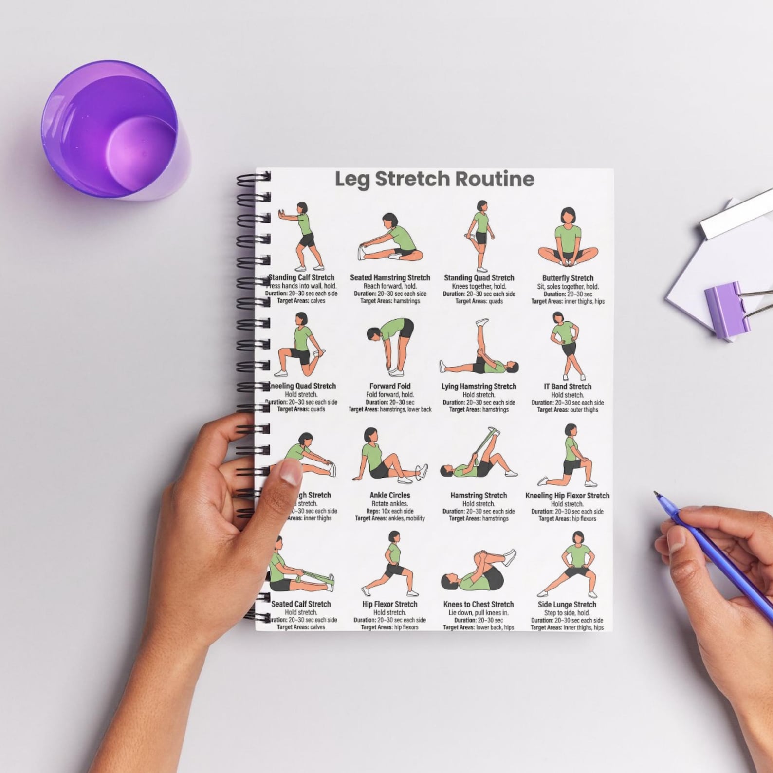 Leg Stretch Routine Printable Poster, Exercises Lower Body Stretching