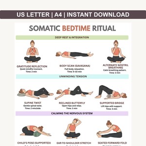 Somatic Bedtime Ritual For Insomnia Relief, Vagus Nerve Poster, ADHD Exercise, Workout 30 Day, Workout Exercises , Home Exercises