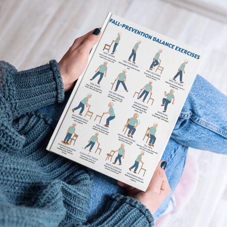 Fall Back Exercise Fall Prevention Balance Exercises for Seniors Printable PDF | Elderly ...