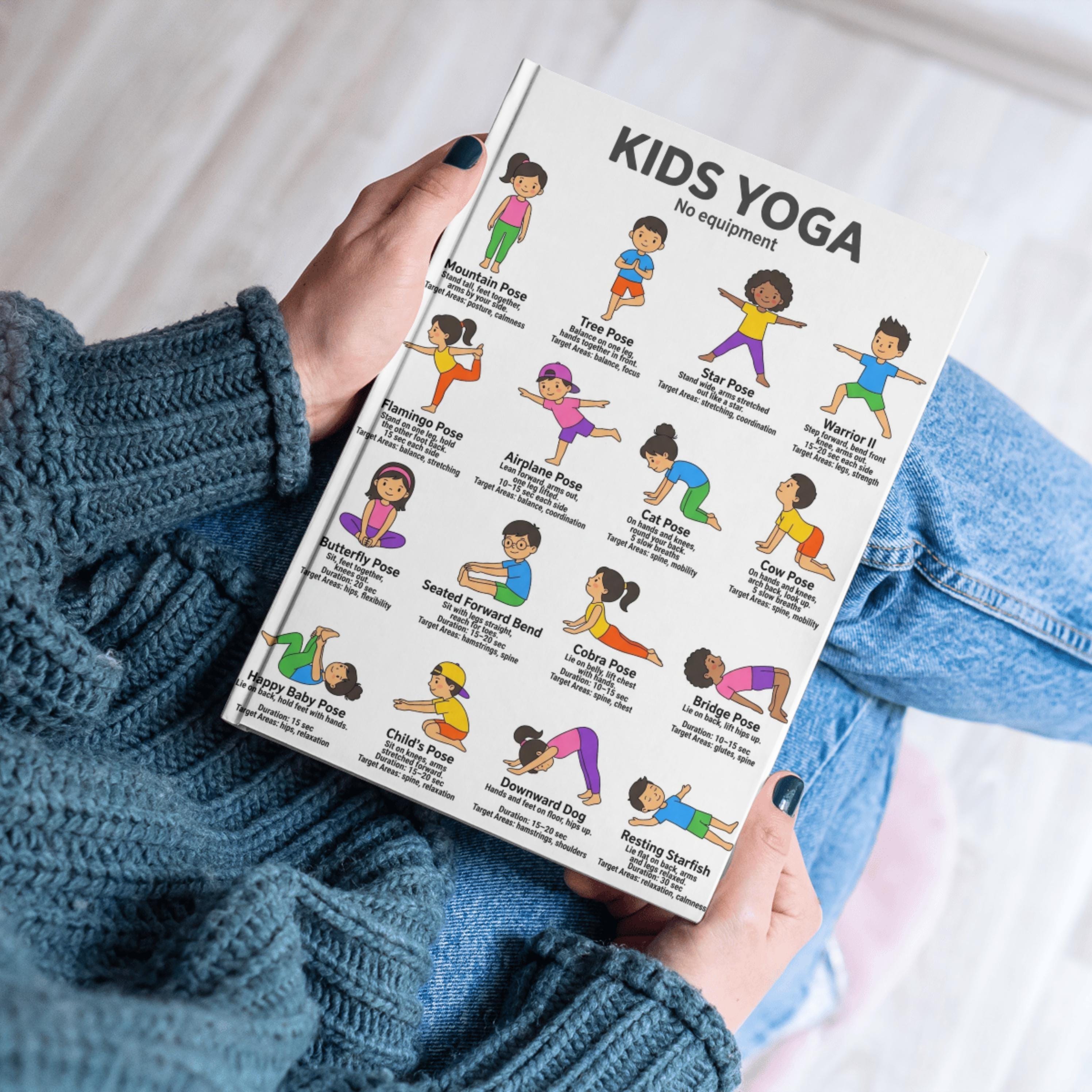 Kids Yoga Poster, Yoga Poses for Children Printable , 16 Easy Exercises ...