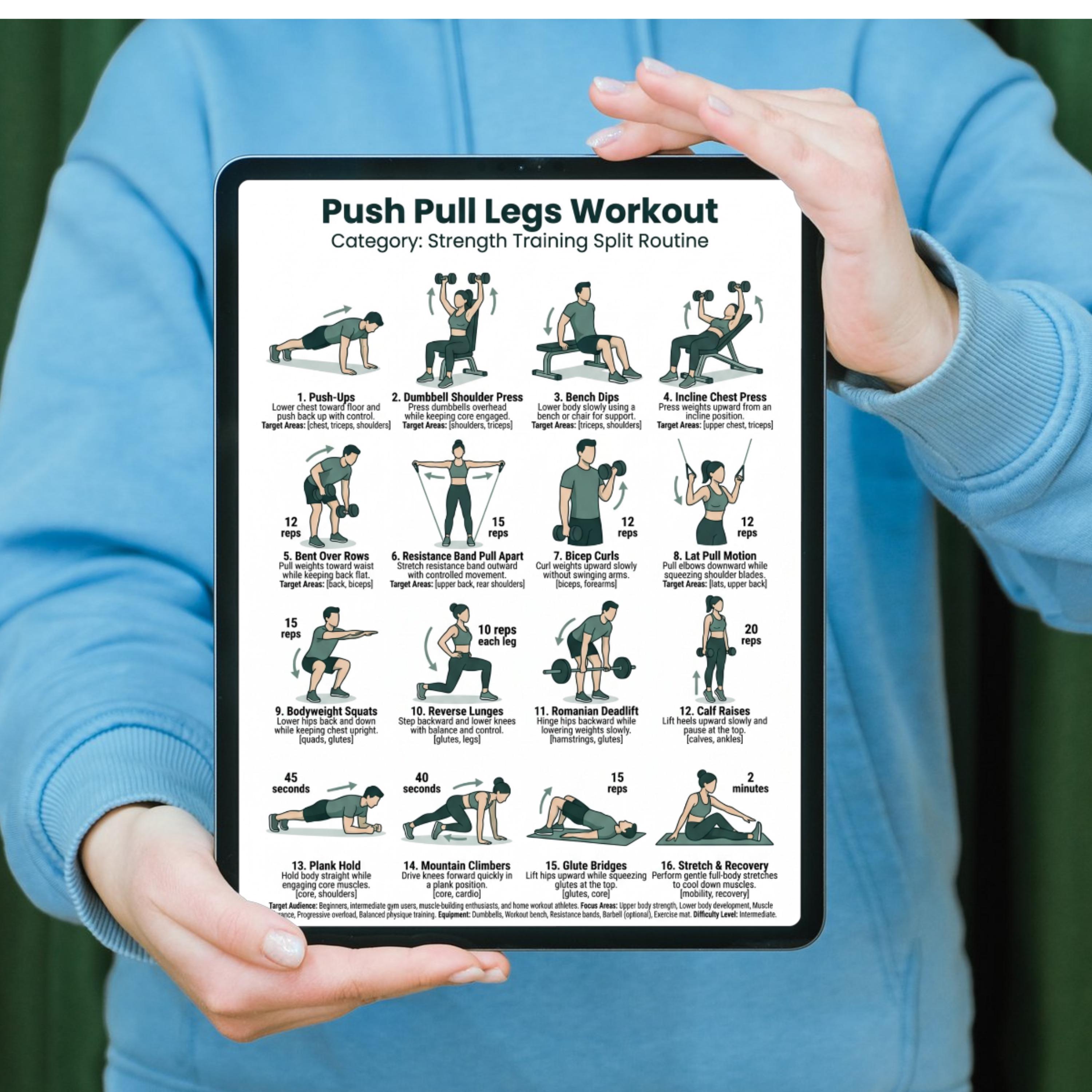 La Routine Ppl Push Pull Legs Workout Printable, PPL Training Split PDF, Gym Workout ...