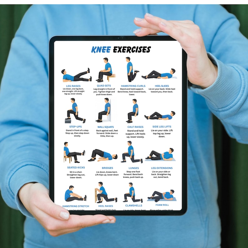 Knee Exercises Chart, Printable Exercise Charts, Senior Workout ...