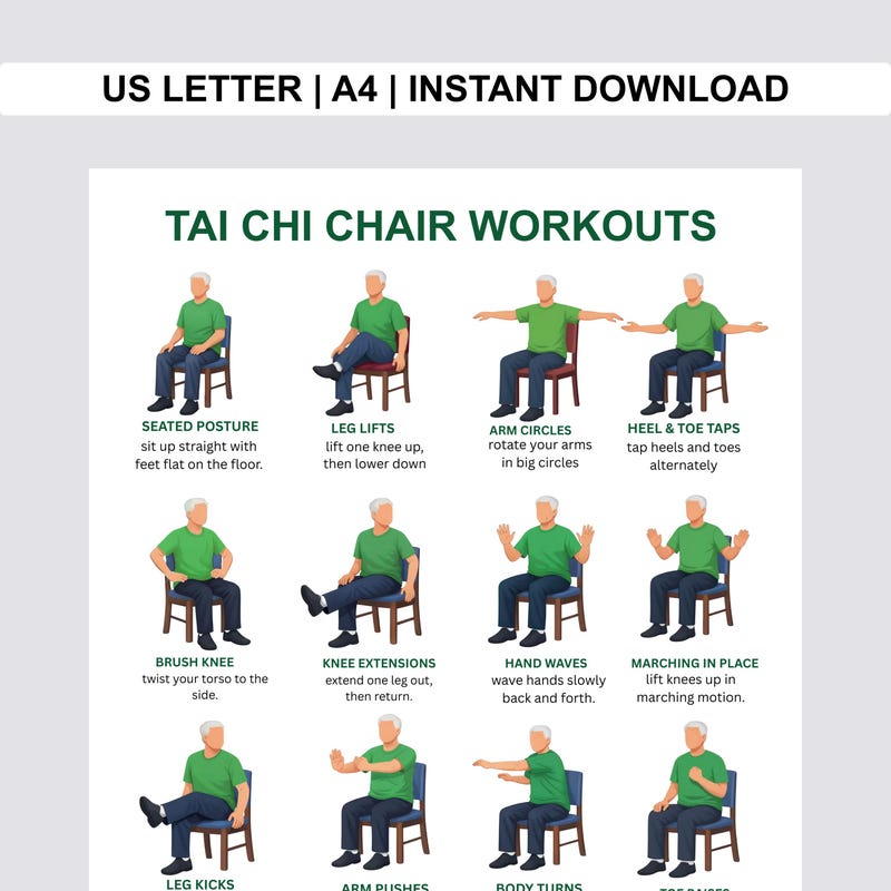 Tai Chi Exercise Charts To Download Etsy