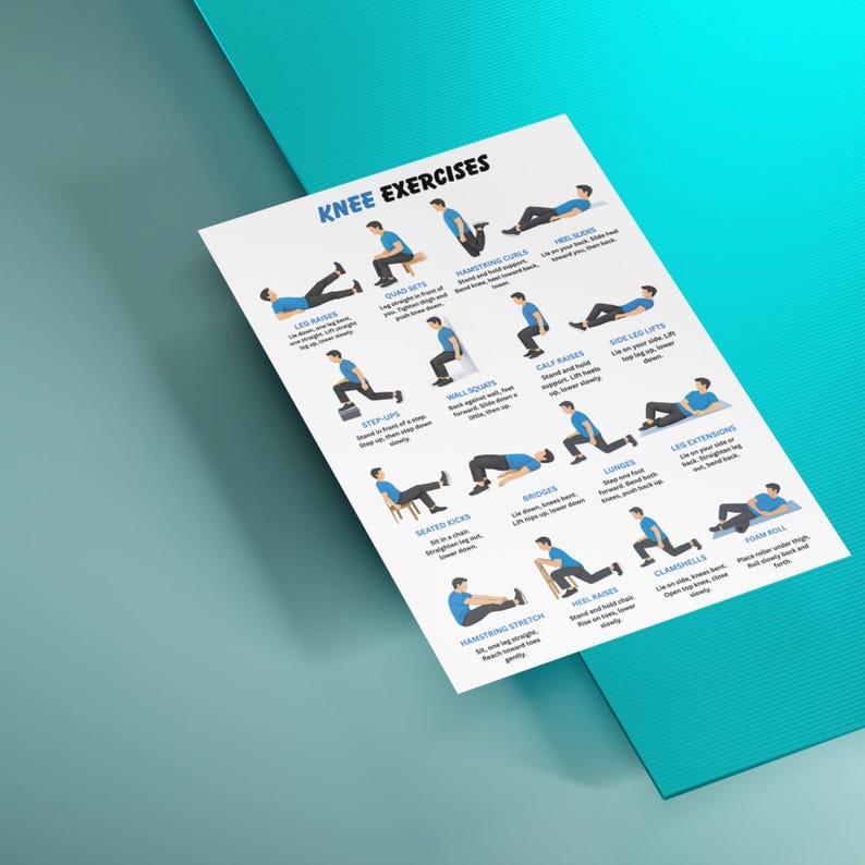 Knee Exercise Program Pdf Knee Exercises Chart, Printable Exercise Charts, Senior Workout ...