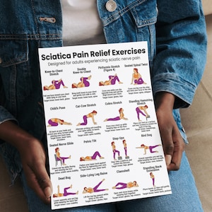 Sciatica Pain Relief Exercises Poster, Routine Lower Back & Sciatic Nerve Stretch, Printable Low Impact Workout Printable PDF image 4