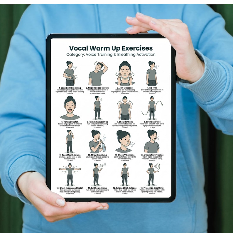 Humming Exercise Vocal Warm up Exercises, Warm-up Exercises Chart, Printable Workout ...