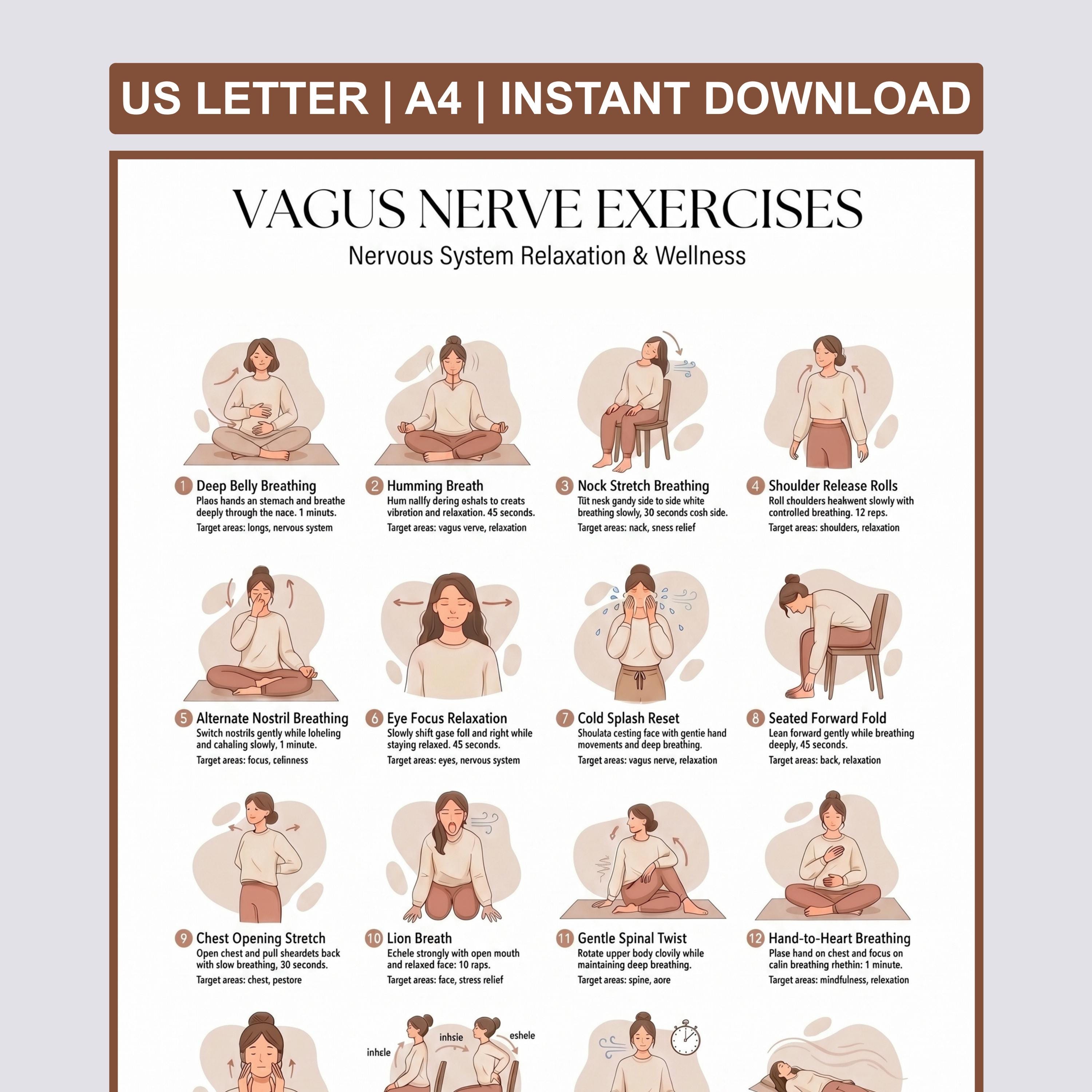Relaxation Exercise Chart Vagus Nerve Exercises Printable PDF | Nervous System Reset & Somatic ...