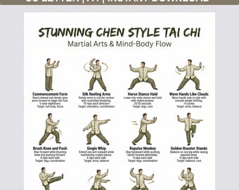 Splendidi esercizi di Tai Chi in stile Chen, Tai Chi camminato per anziani, esercizi di Tai Chi stampabili per anziani, tabella di esercizi di equilibrio delicati
