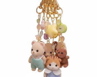 Portachiavi Sylvanian Families - fatto a mano con personaggi originali Sylvanian Family / Ciondolo nostalgia Y2K