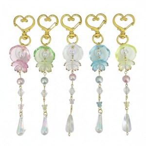 Nyckelring med daggdroppemaneter, handgjord berlock | Y2K Fairycore Estetik