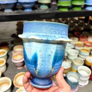 Handmade Ceramic Orchid Pot, High-Footed Zen Planter with Drainage