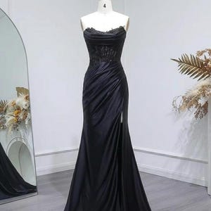 Black Satin Mermaid Dress - Etsy