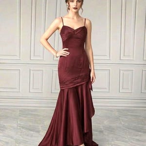 Spaghetti Strap Burgundy Prom Dress - Etsy