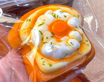 Poached Egg Toast Soft Toy Handmade Stress Relief Slime Toy