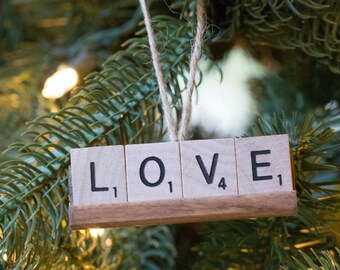 Scrabble Ornament - Peace Love Joy Noel