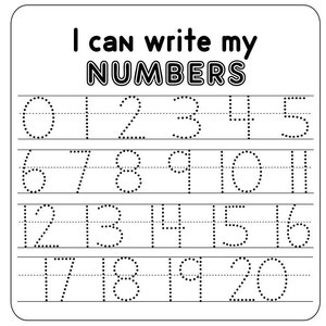 Dry Erase Number Trace Learn To Write Your Numbers 0-20 SVG REVERSED or MIRRORED